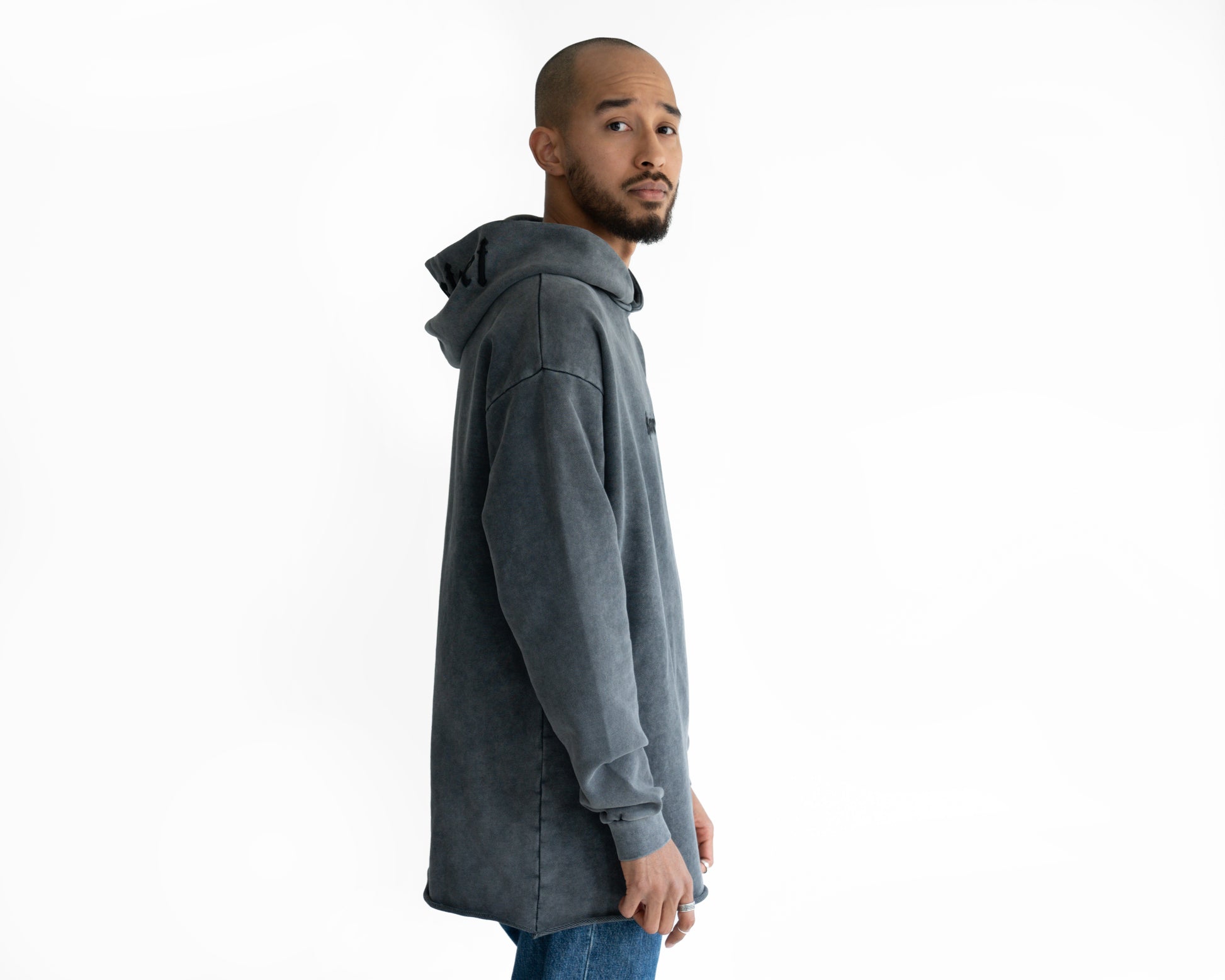 Hoodie "Keep it Street" with embroidery on the hood in gray streetwear drift