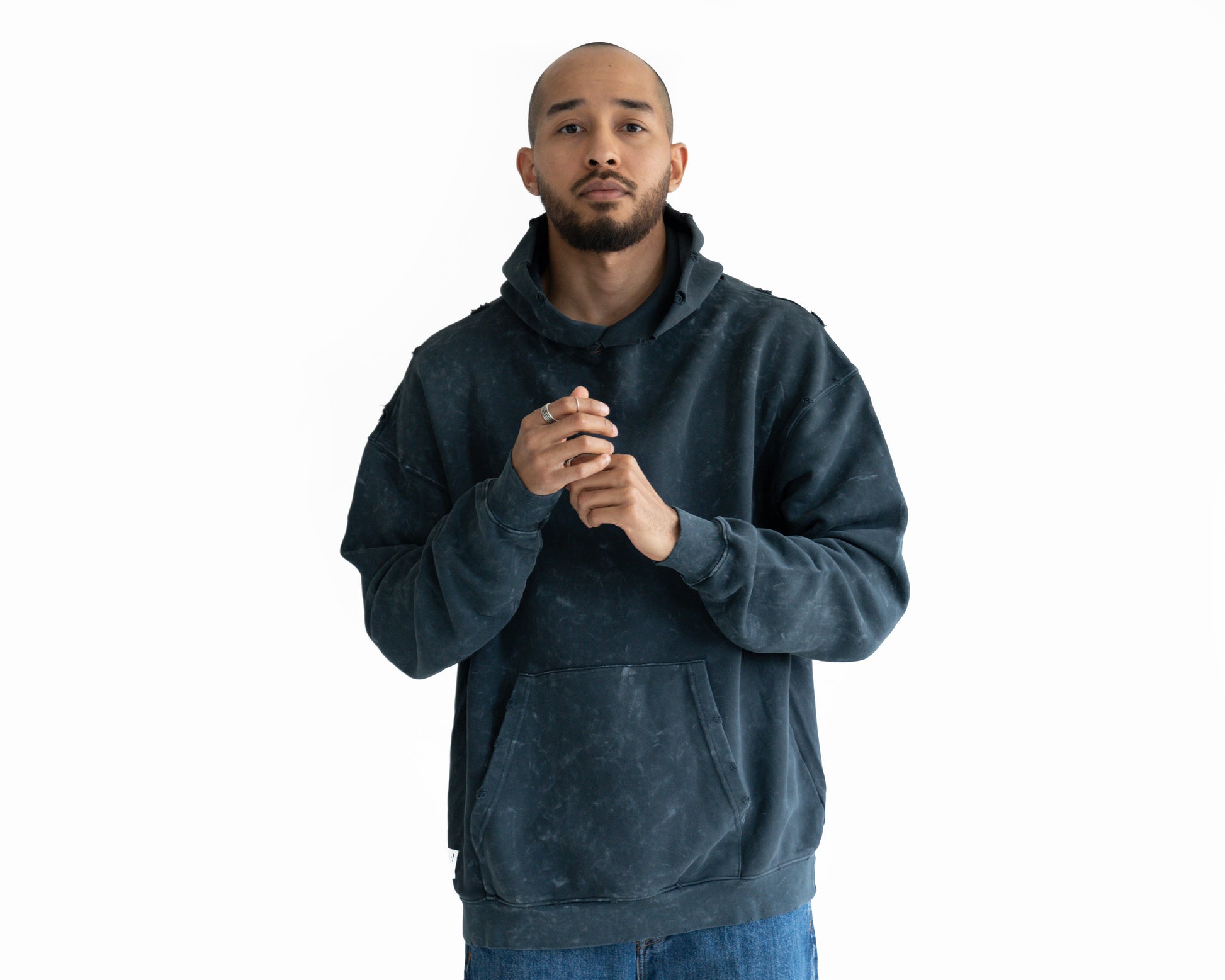 Hoodie washed gray with "keepitstreet" embroidery on the back